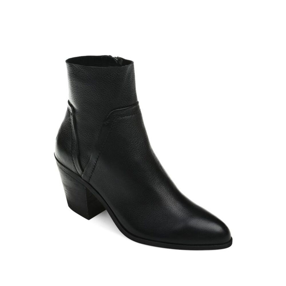 SPLENDID Womens Black Cherie Round Toe Block Heel Zip-Up Leather Booties 10